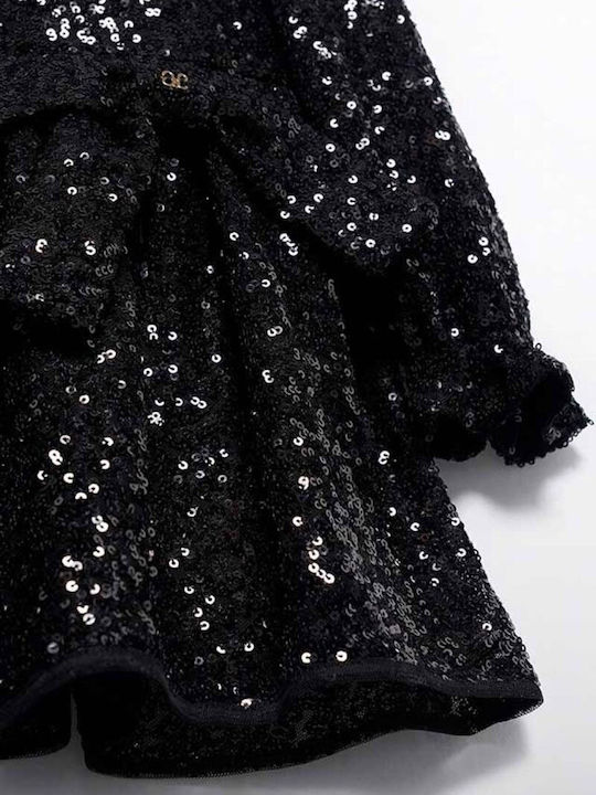 Children's Dress Long Sleeve with Sequins Black