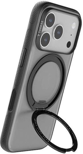 Torras Ostand R Umschlag Rückseite Silikon Schwarz (iPhone 17 Pro Max)