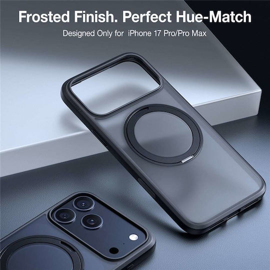 Torras Ostand Pro Umschlag Rückseite Silikon Schwarz (iPhone 17 Pro Max)