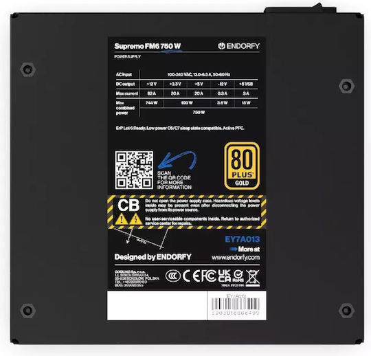 Endorfy Supremo FM6 750W Black Computer Power Supply Full Modular 80 Plus Gold
