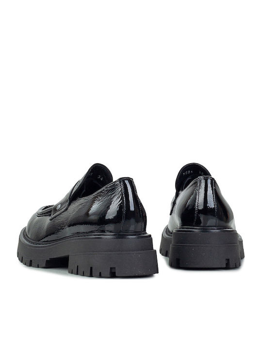 Δερμάτινα Γυναικεία Loafers σε Μαύρο Χρώμα