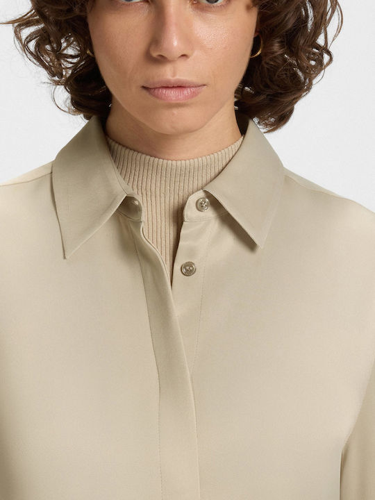 Women's Blouse Satin Beige