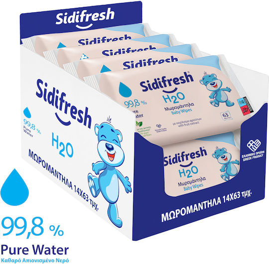 Sidifresh H2O Baby Wipes with 99% Water 14x63pcs