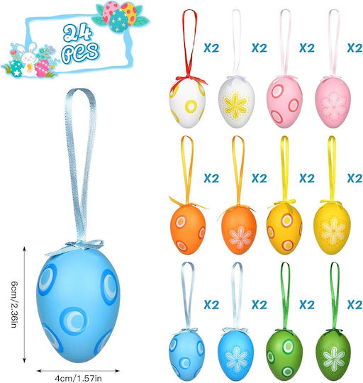 Easter Eggs Hanging Decorative Plastic 24 Pcs 6 Cm