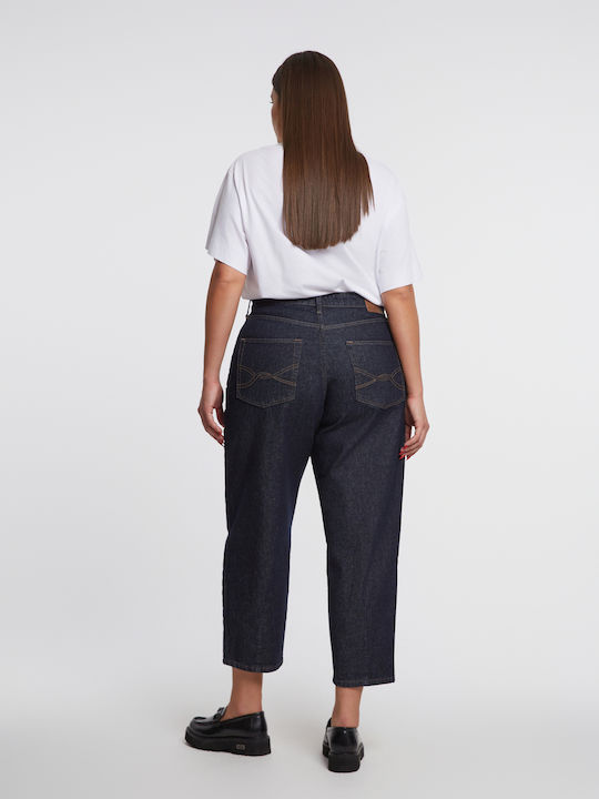 Barrel Talie înaltă Blugi de damă cu croială relaxată Dark Denim