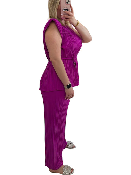 Women's Magenta Set with Pants with Elastic