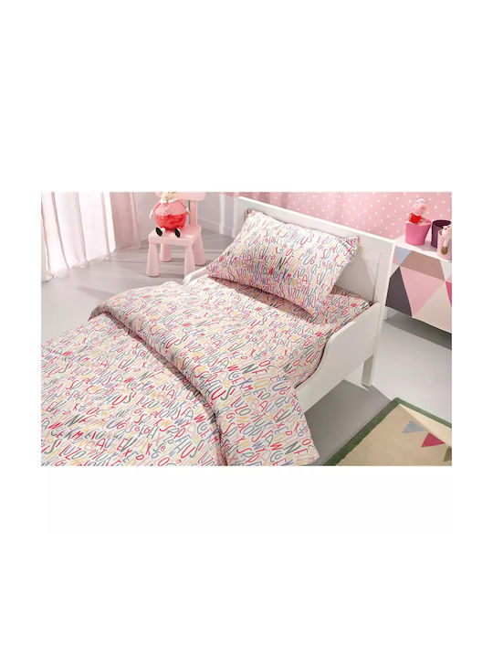 Saint Clair Letters Set Kids Duvet Cover Single with Pillowcase Cotton Pink 160x220cm