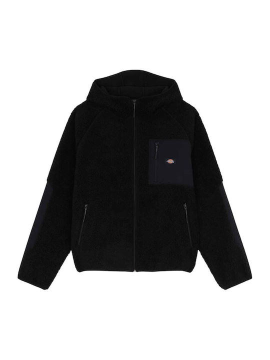 Central Ανδρική Ζακέτα Fleece με Κουκούλα Μαύρη