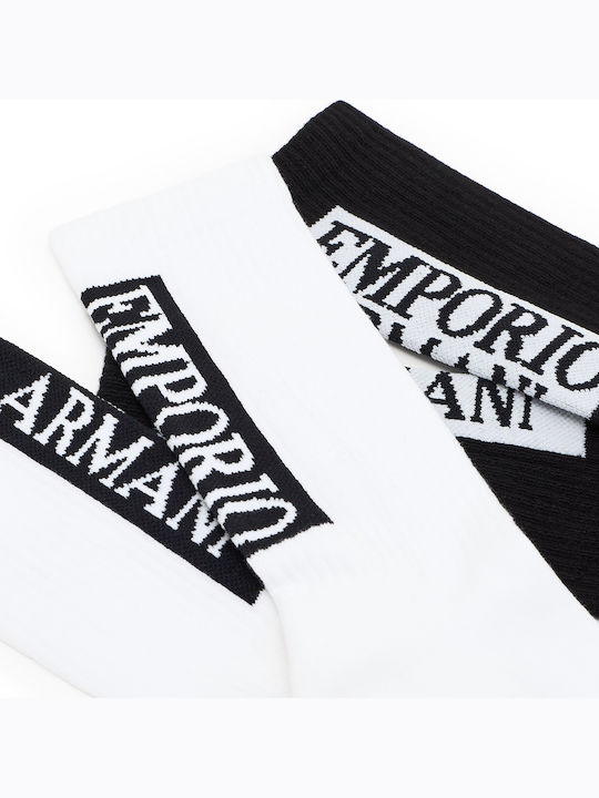 Emporio Armani Ανδρικές Κάλτσες Λευκο- Μαυρο 2Pack