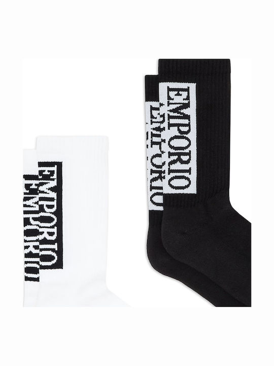 Emporio Armani Bărbați Șosete White-Black 2Pachet