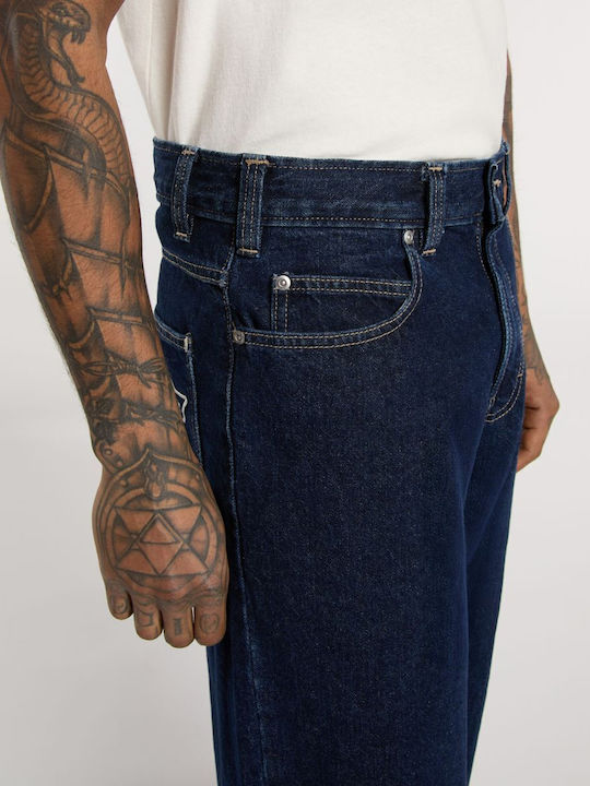 Hilham Ανδρικό Παντελόνι Τζιν με Loose Baggy Εφαρμογή Dark Indigo