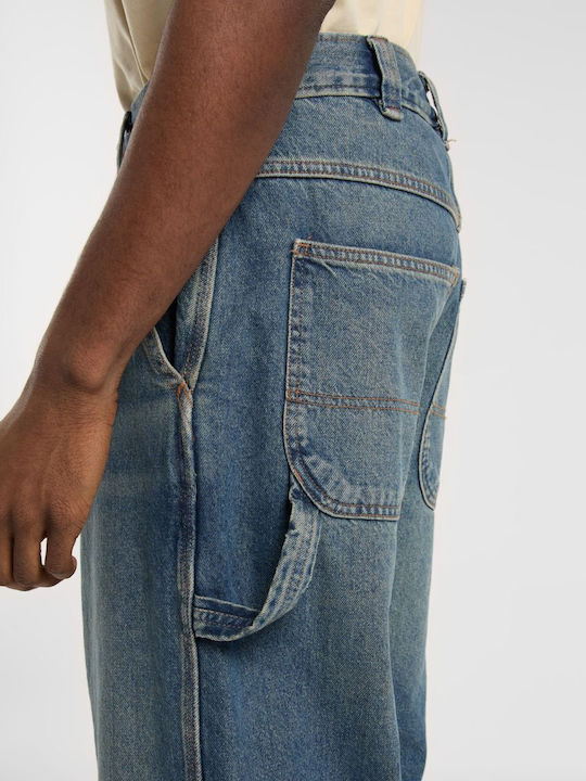 Carpenter Men's Jeans Pants With Loose Fit Khaki Blue
