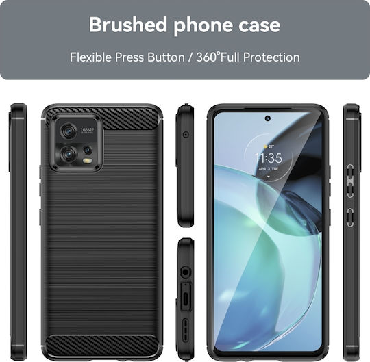 Carbon Fiber Back Cover Σιλικόνης Μαύρο (Moto G72)