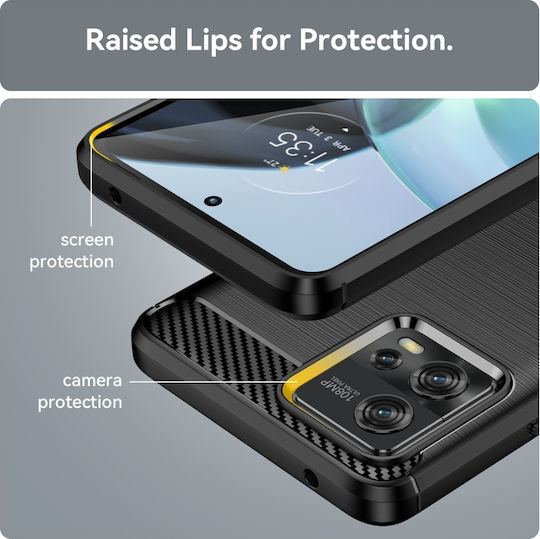 Carbon Fiber Back Cover Σιλικόνης Μαύρο (Moto G72)