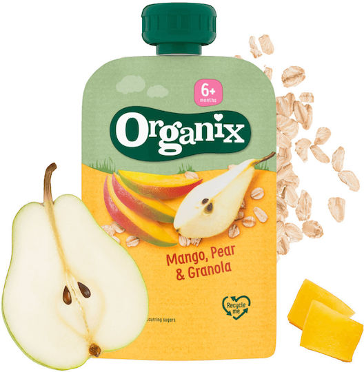 Organix Fruit-Vegetable Puree Pulp Mango, Pear & Granola with Flavor Mango, Pear & Granola No Added Sugar 100gr for 6+ Months