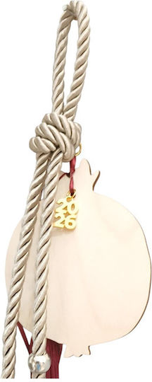 Kalliopi Silver Handmade Hanging Lucky Charm Pomegranate Beige made of Wood 2026 1pcs