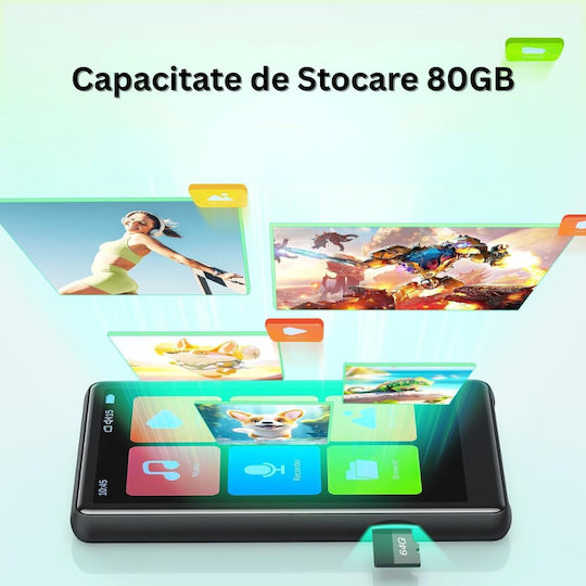 MP3 плейър (80GB) с Сензорен Екран 4" Черен ED465