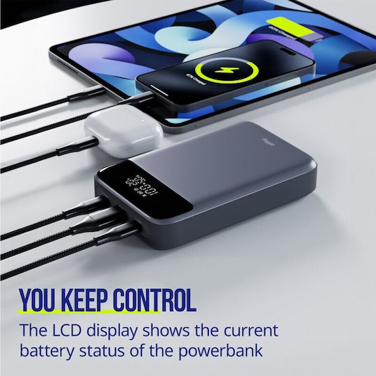 Allity APB-200 Power Bank 19200mAh 130W mit USB-A Ausgangsanschluss und 2 USB-C Ausgangsanschlüssen Power Delivery / Schnellladung Grau