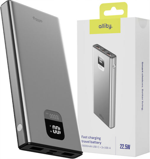 Allity APB-100 Power Bank 10000mAh 22.5W Power Delivery Ασημί