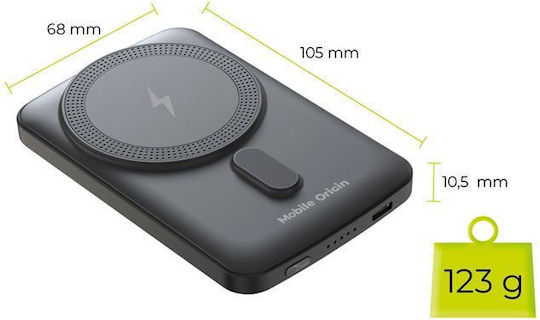 Mobile Origin MagSafe Power Bank 5000mAh 15W Power Delivery Μαύρο