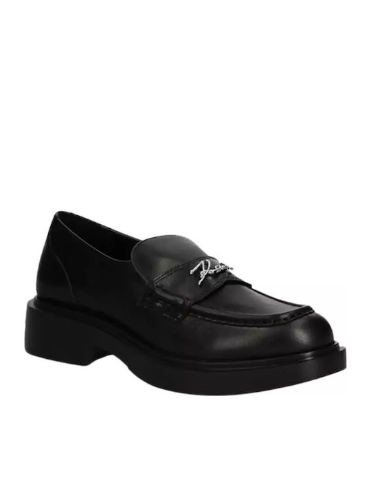 Leather Women's Moccasins in Black Color