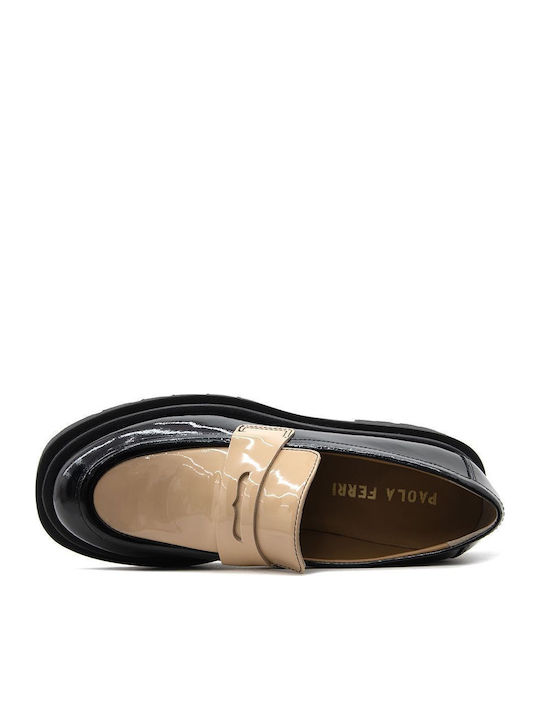Leder Damen Loafers in Schwarz Farbe