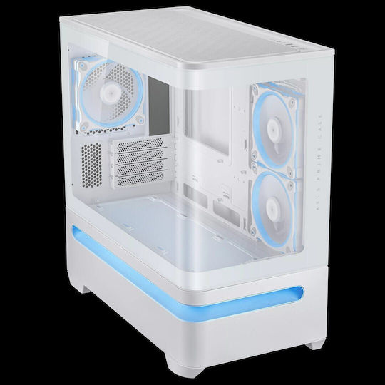 Asus Prime AP202 Gaming Mini Tower Computer Case with Side Window and ARGB Lighting White
