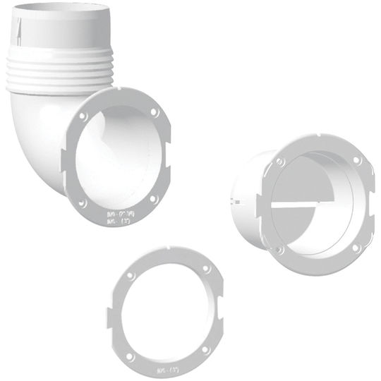 Lalizas Conector de ventilatie pentru barci din plastic cu diametru 76mm Alb culoare