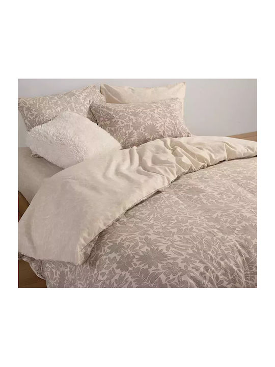 Nef-Nef Homeware Bettwäsche-Set King Size Flanell mit Gummiband 180x200+32cm. Issual Grey 4Stück