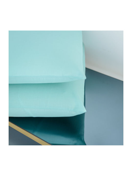 My Home Luxury Semi Double Bed Sheets Set With Rubber Hugger 120x200+25cm Aqua 3 Pieces