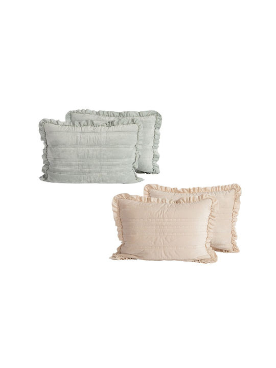 Nef-Nef Homeware Sirion Pillowcase Set with Envelope Cover Mint Grey 52x72cm.
