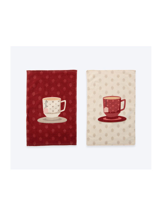 Nef-Nef Homeware Cup Of Tea Ποτηρόπανο σε Κόκκινο Χρώμα 40x60cm Nef-Nef Homeware Cup Of Tea Ποτηρόπανο σε Κόκκινο Χρώμα 40x60cm