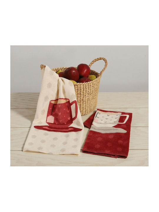 Nef-Nef Homeware Cup Of Tea Geschirrtuch in Rot Farbe 40x60cm