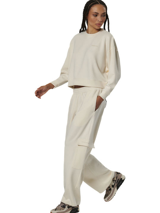 Pantaloni de Trening Larg Ecru
