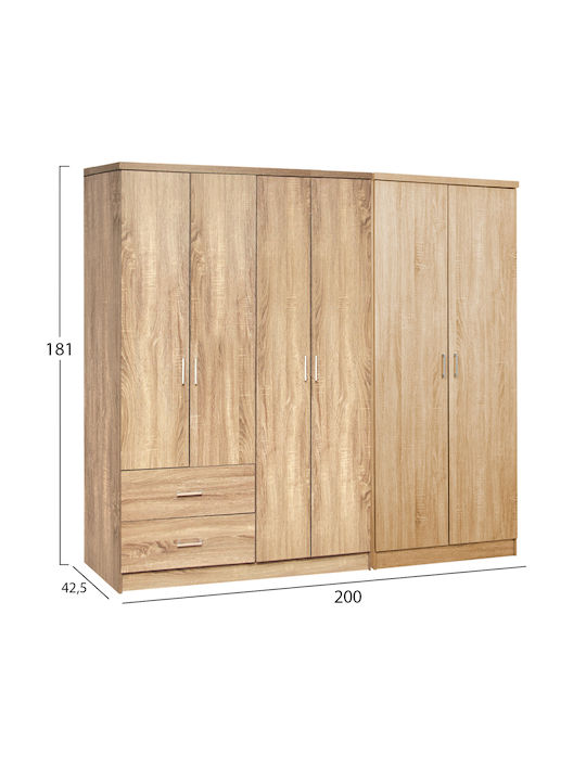 Six Door Wardrobe Blakely Sonama 201x43x181cm