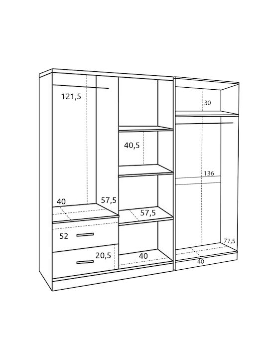 Six Door Wardrobe Blakely Sonama 201x43x181cm
