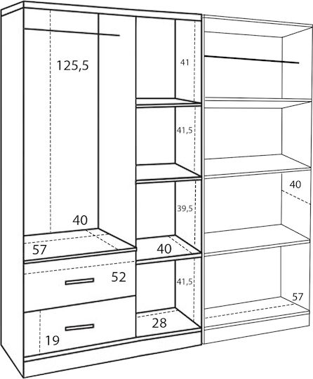 Cinci uși Dulap de Haine Caesar Sonama 150x42.5x181cm