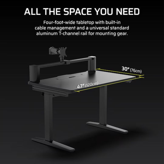 Gaming Office Platform 4 Elevate Wooden Black Laminate with Metal Legs & USB Ports 120x76x74cm