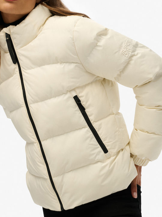 Jachetă de femei Puffer Waterproof Offwhite