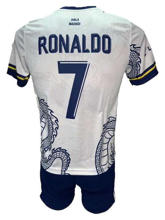 Παιδικό Σετ Ποδοσφαίρου Real Madrid Ronaldo Ασπρο Μπλε Δράκος 290825-13