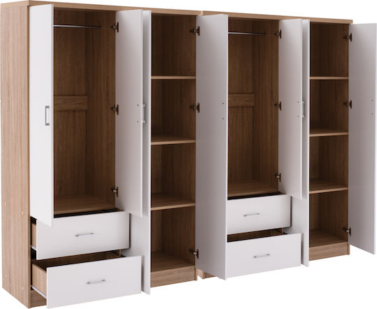 Achtblättrig Kleiderschrank Briana Sonama, White 241x42.5x180.5cm