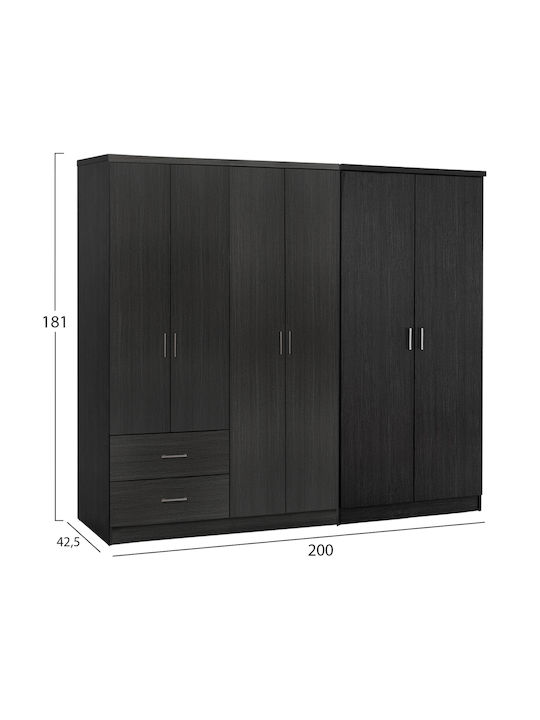 Шест врати Гардероб Blakely Zebrano 201x43x181см