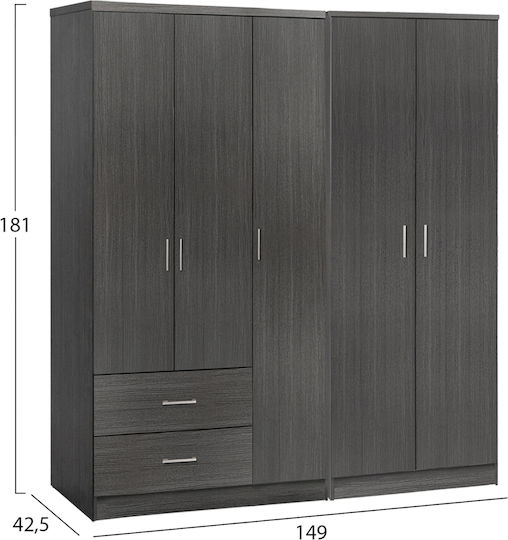 Fünf Türen Kleiderschrank Caesar Zebrano 150x42.5x181cm