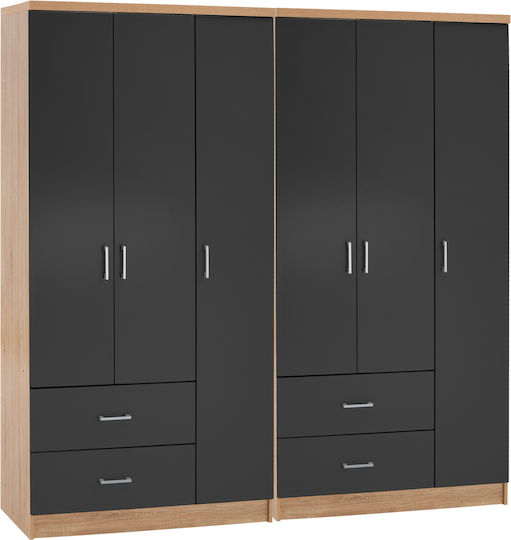 Șase uși Dulap de Haine Caesar Sonama, Dark Grey 180x42.5x181cm