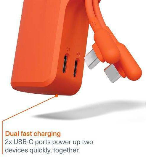 Cygnett Thumboost Power Bank 5000mAh 15W με 2 Θύρες USB-C Power Delivery Πορτοκαλί