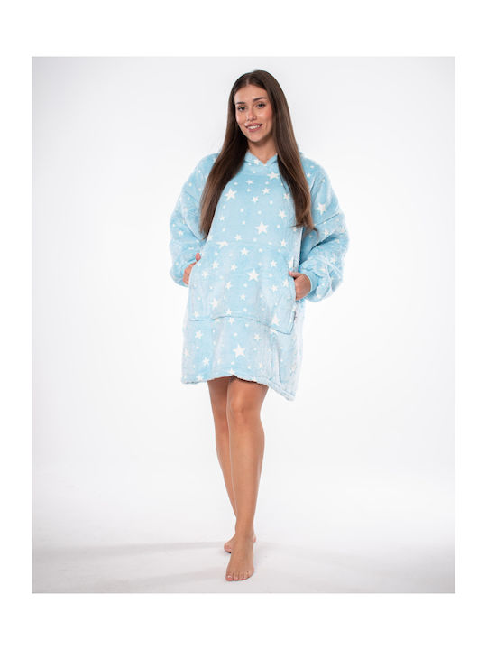 Kocobluza Κουβέρτα Sherpa με Μανίκια 80x84εκ. Blue