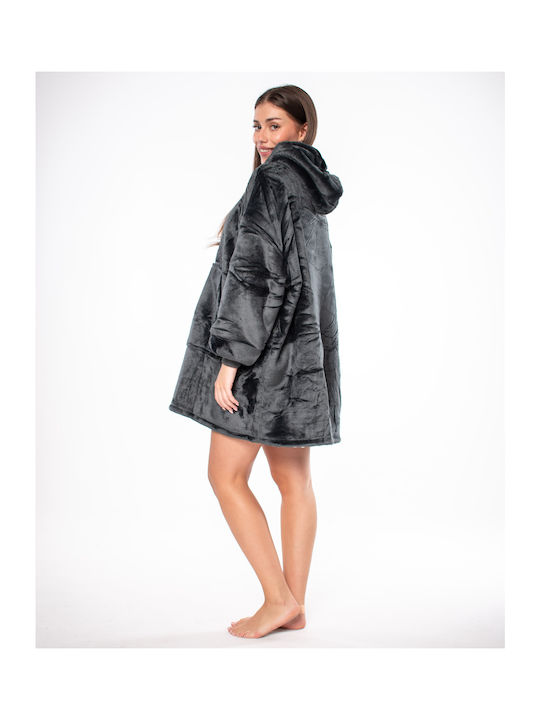 Sherpa Blanket with Sleeves 80x84cm Black