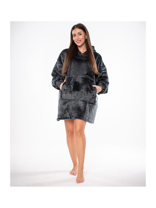 Sherpa Blanket with Sleeves 80x84cm Black