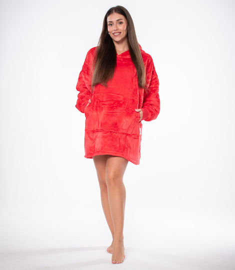 Κουβέρτα Sherpa με Μανίκια 80x84εκ. Red