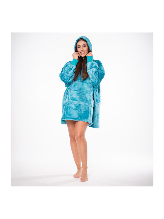 Sherpa Blanket with Sleeves 80x84cm Blue